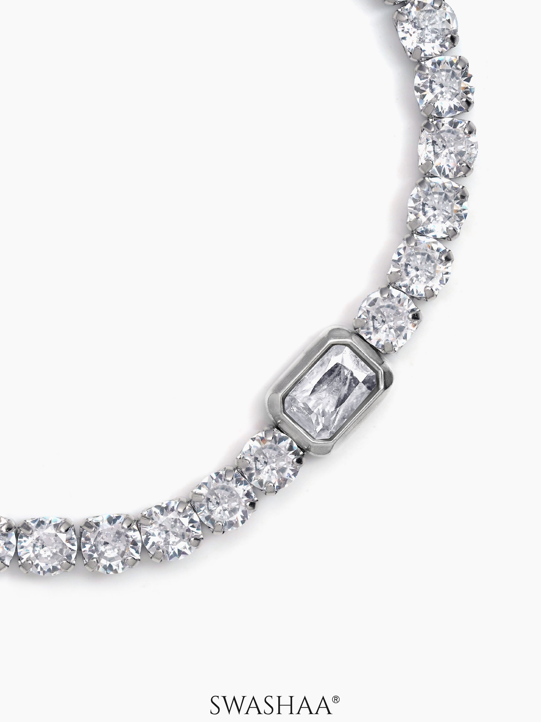 Diamond White Silver Tennis Men's Bracelet