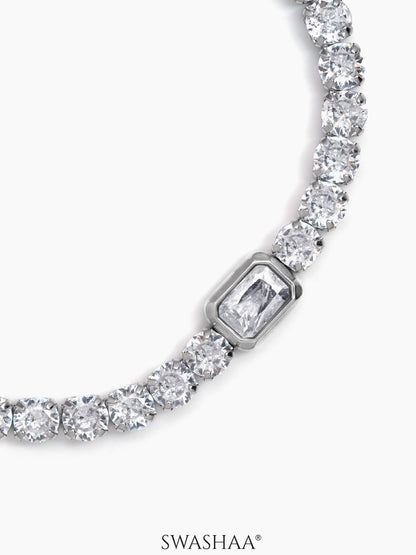 Diamond White Silver Tennis Men's Bracelet