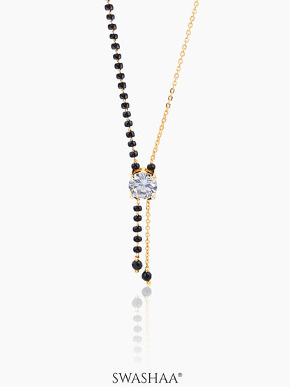 Diantha Diamond 18K Gold Plated Solitaire Y Shape Pendant Mangalsutra