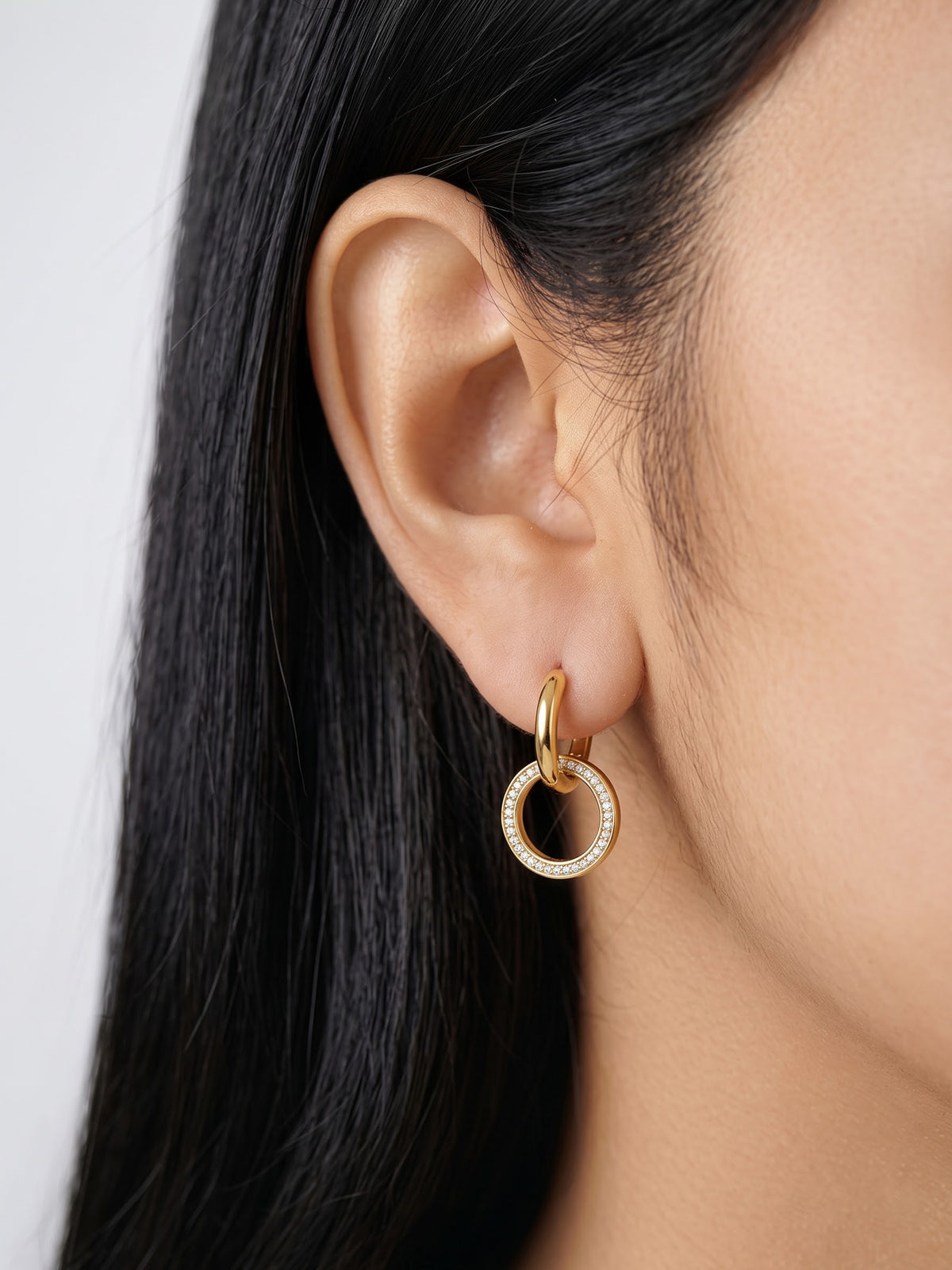 Diantha Diamond Orbit 18K Gold Plated Women's Hoop Earrings