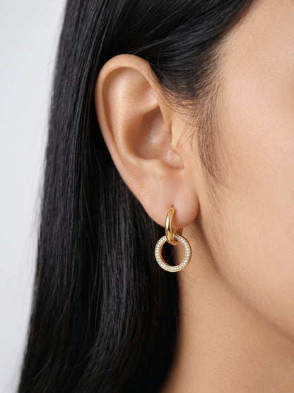 Diantha Diamond Orbit 18K Gold Plated Women's Hoop Earrings