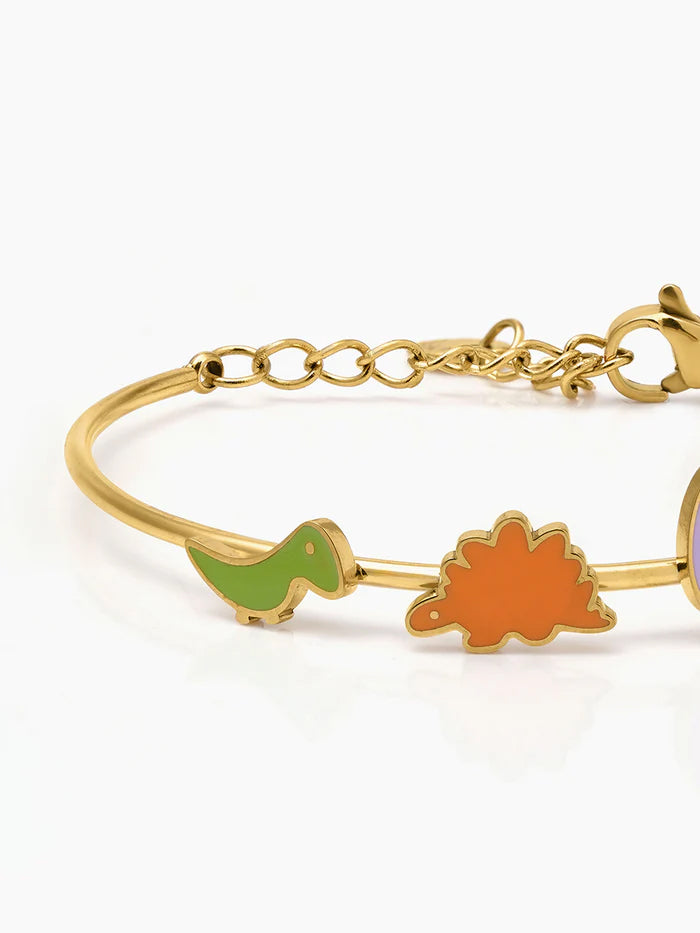 Dino Dinosaur Friends 18K Gold Plated Kid's Cuff Kada Bracelet