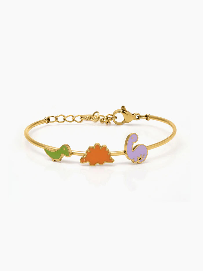 Dino Dinosaur Friends 18K Gold Plated Kid's Cuff Kada Bracelet
