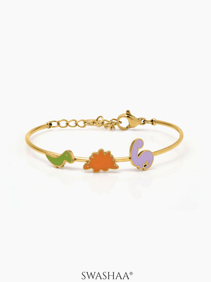 Dino Dinosaur Friends 18K Gold Plated Kid's Cuff Kada Bracelet