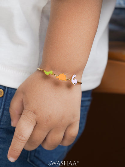 Dino Dinosaur Friends 18K Gold Plated Kid's Cuff Kada Bracelet