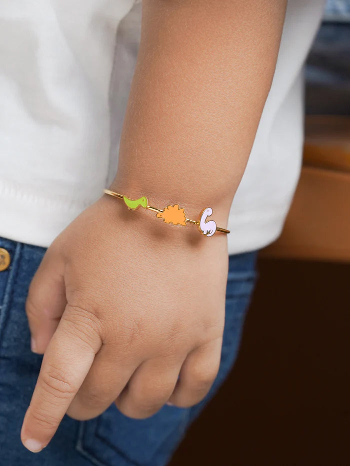 Dino Dinosaur Friends 18K Gold Plated Kid's Cuff Kada Bracelet