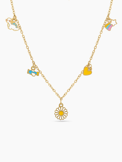 Doodle Pop Charms 18K Gold Plated Kid's Necklace