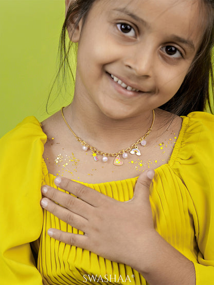 Dora, Rainbow, Star Charms 18K Gold Plated Kid's Necklace