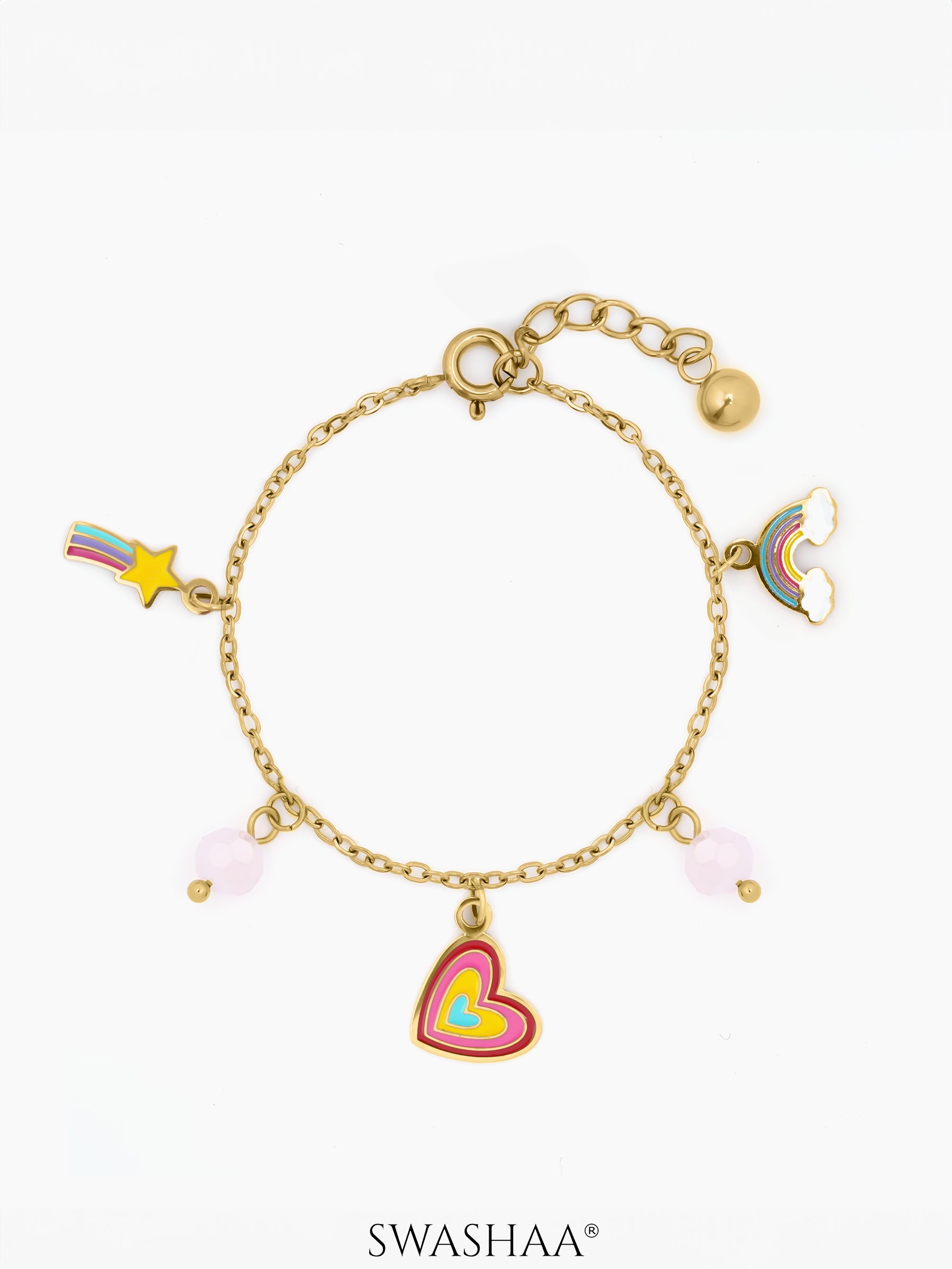 Dora, Rainbow, Star Charms 18K Gold Plated Kid's Bracelate