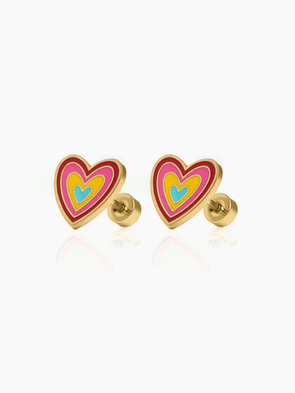 Dora Heart 18K Gold Plated Kid's Earrings