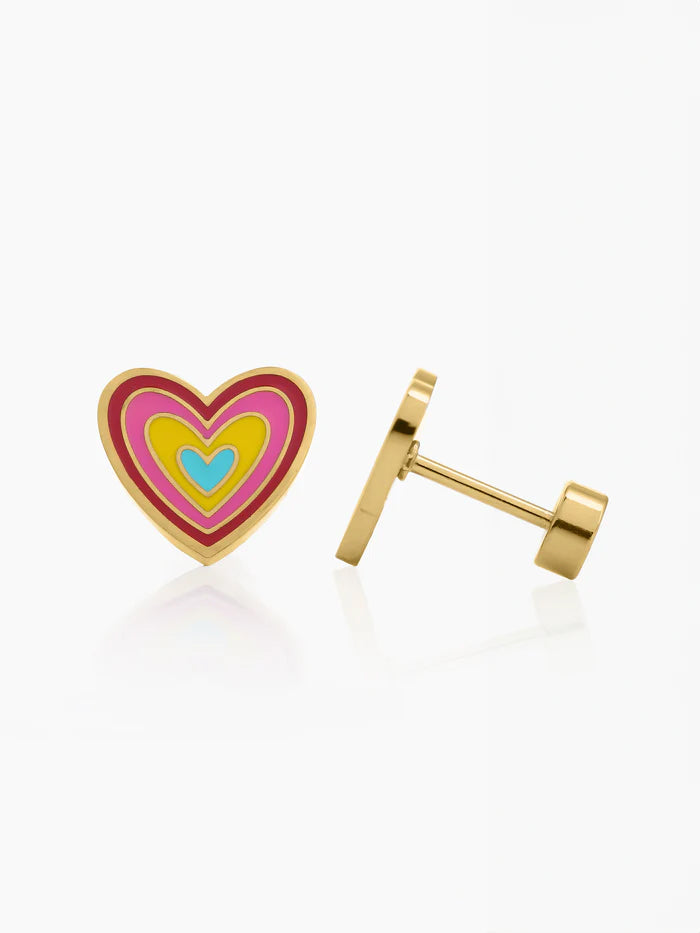 Dora Heart 18K Gold Plated Kid's Stud Earrings