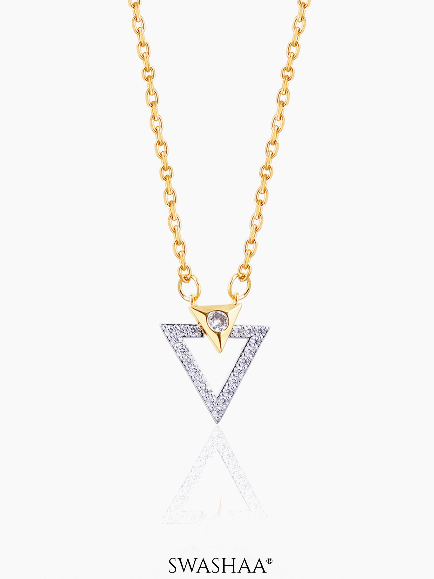 Dove Trigon Diamond 18K Gold Plated Necklace