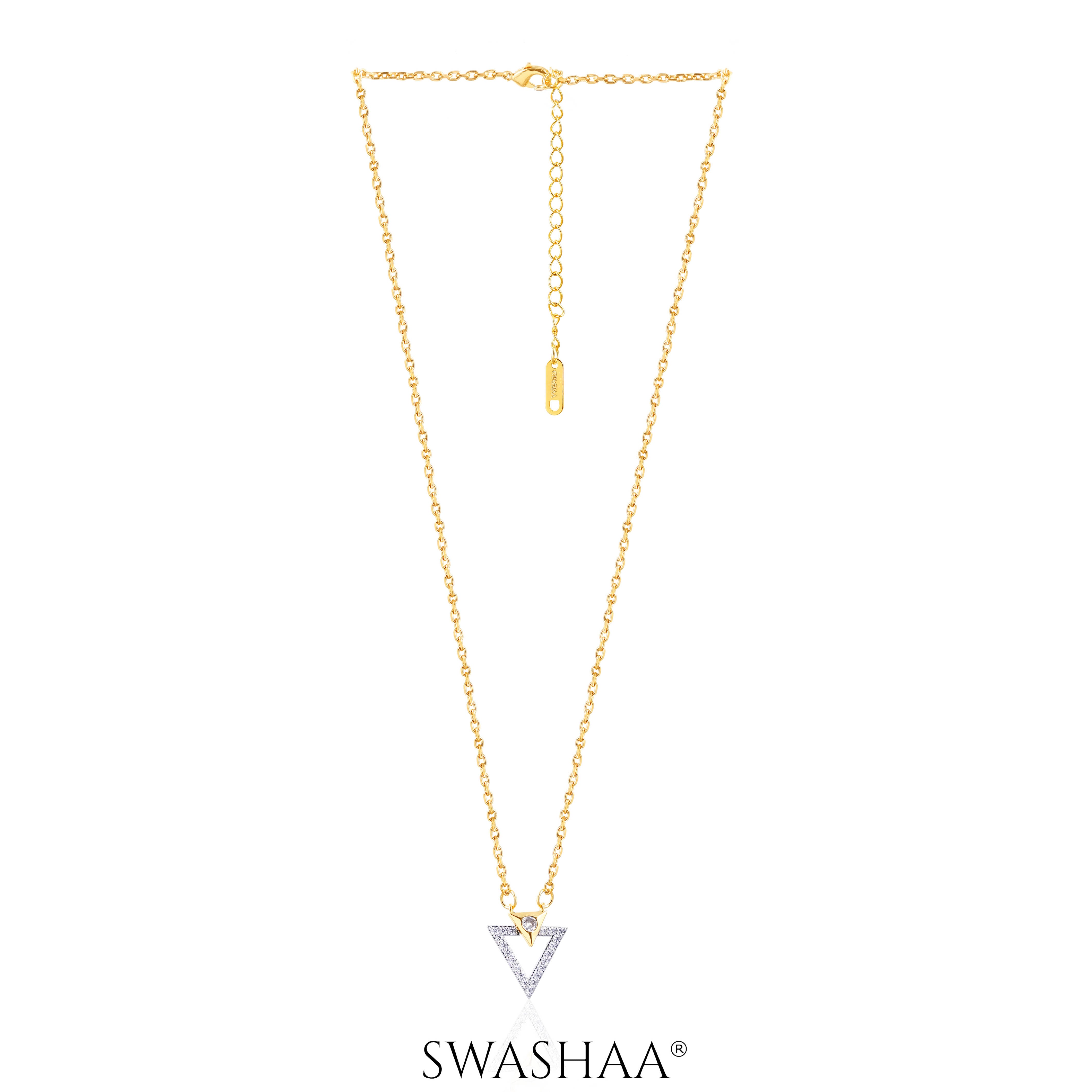 Dove Trigon Diamond Zenith 18K Gold Plated Necklace