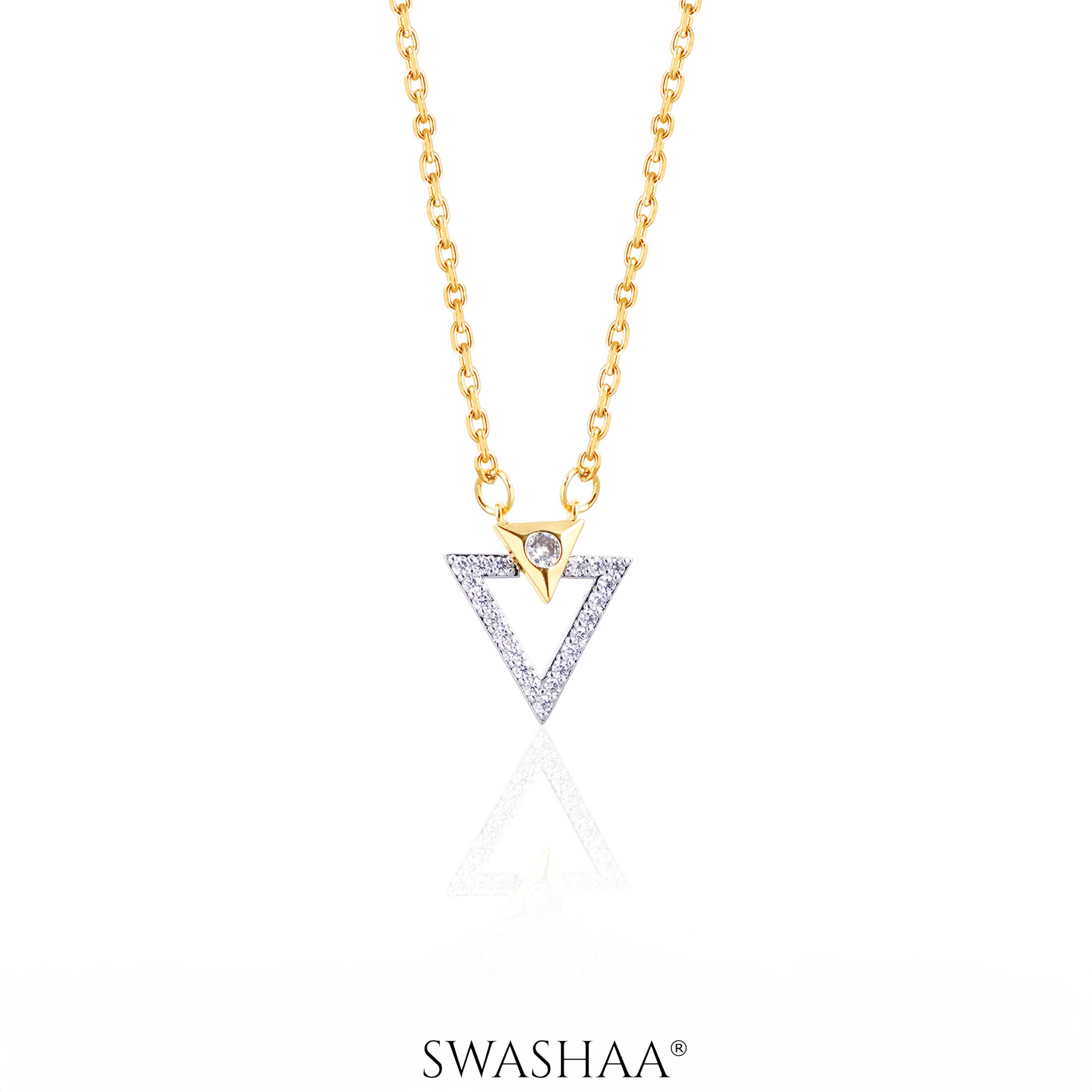 Dove Trigon Diamond Zenith 18K Gold Plated Necklace