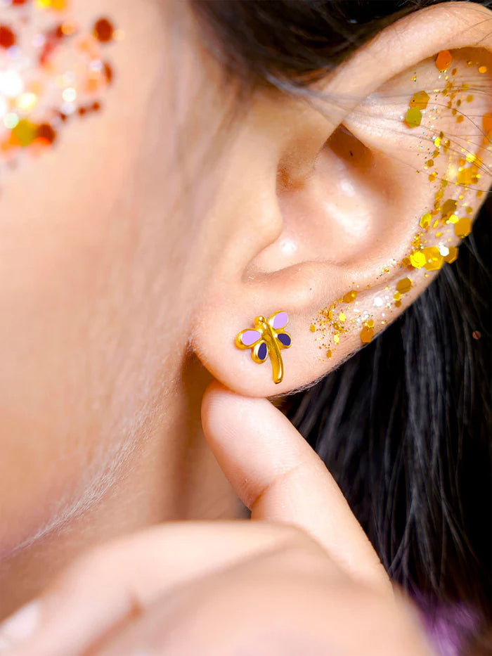 Dragonfly Charm 18K Gold Plated Kid's Stud Earrings
