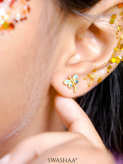 Dragonfly Charm 18K Gold Plated Kid's Stud Earrings