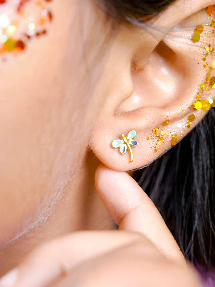 Dragonfly Charm 18K Gold Plated Kid's Stud Earrings