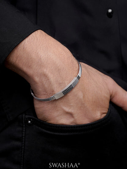 Dravix Black Stone Silver Wired Men's Bracelet