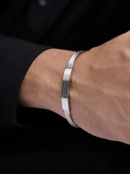 Dravix Black Stone Silver Wired Men's Bracelet