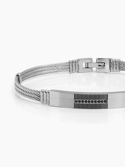 Dravix Black Stone Silver Wired Men's Bracelet