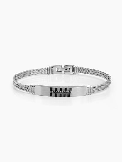 Dravix Black Stone Silver Wired Men's Bracelet