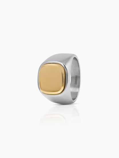 Drax Square Gold Silver Signet Men's Ring