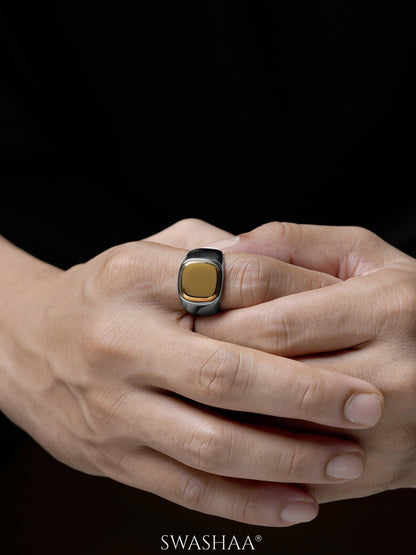 Drax Square Gold Silver Signet Men's Ring