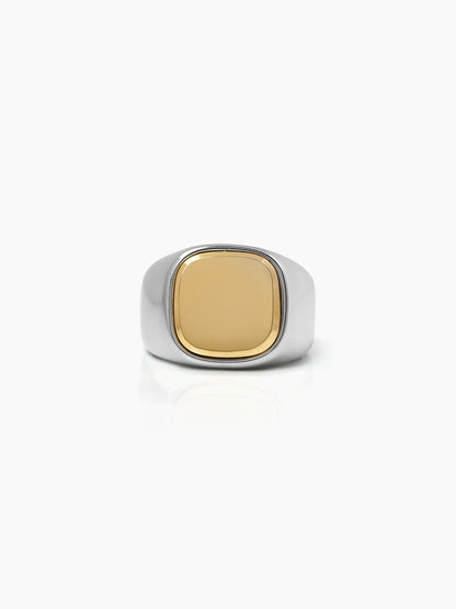 Drax Square Gold Silver Signet Men's Ring