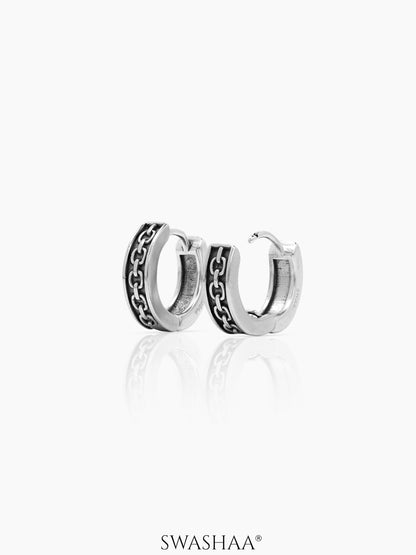 Drayden Chainlink Men's Huggies Hoop Earrings
