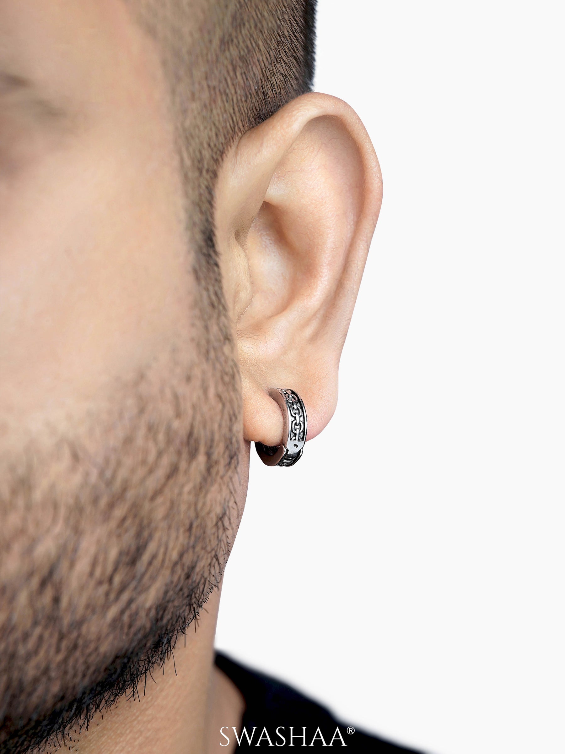 Drayden Chainlink Men's Hoop Earrings