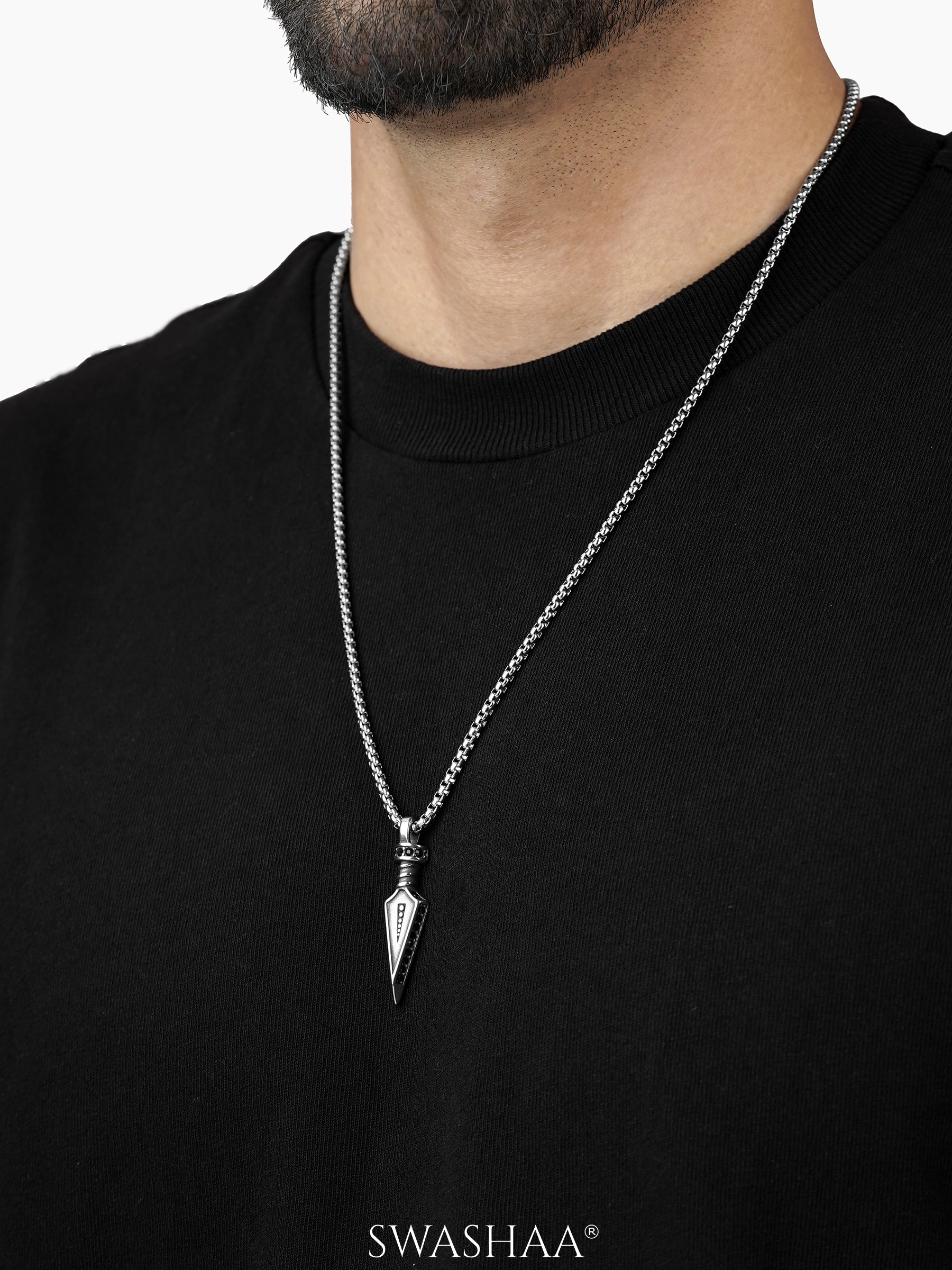 Drayven Dagger Silver Men's Chain Pendant