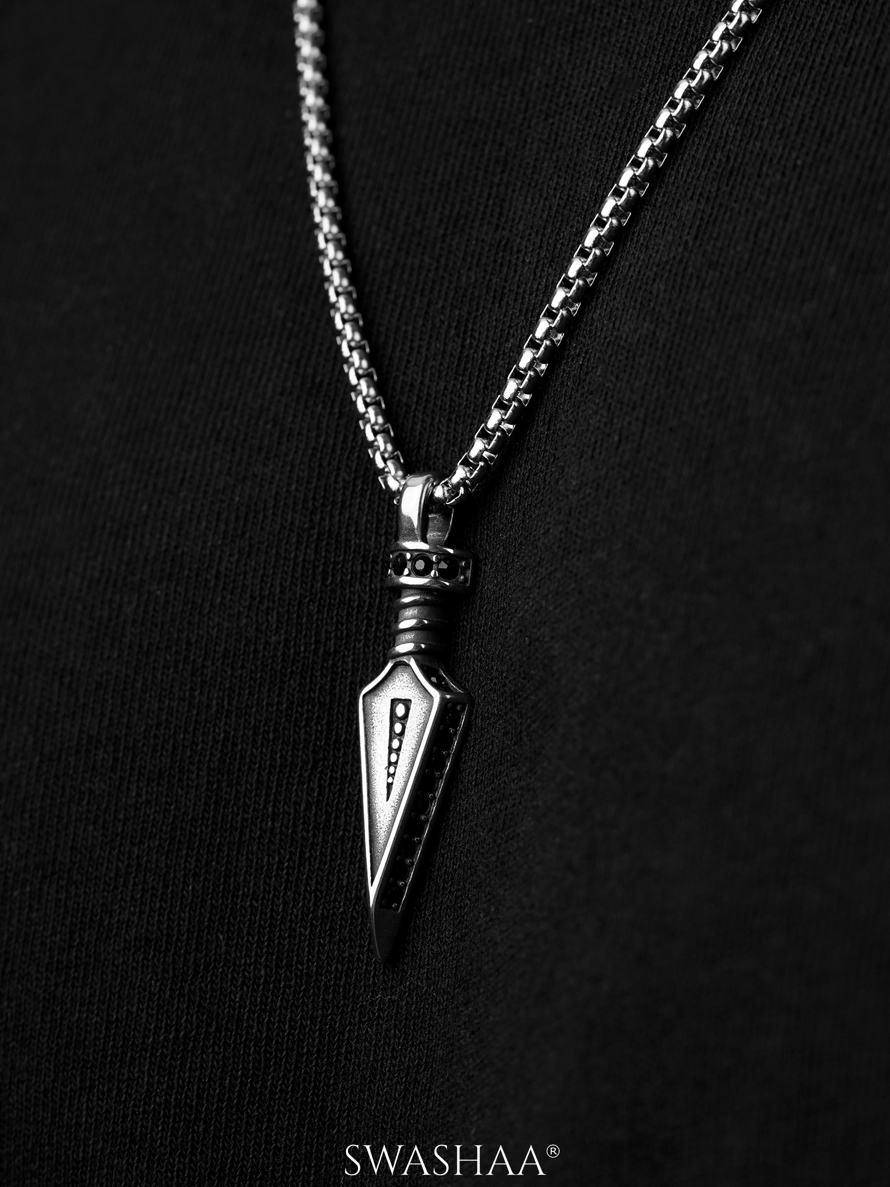 Drayven Dagger Silver Men's Chain Pendant