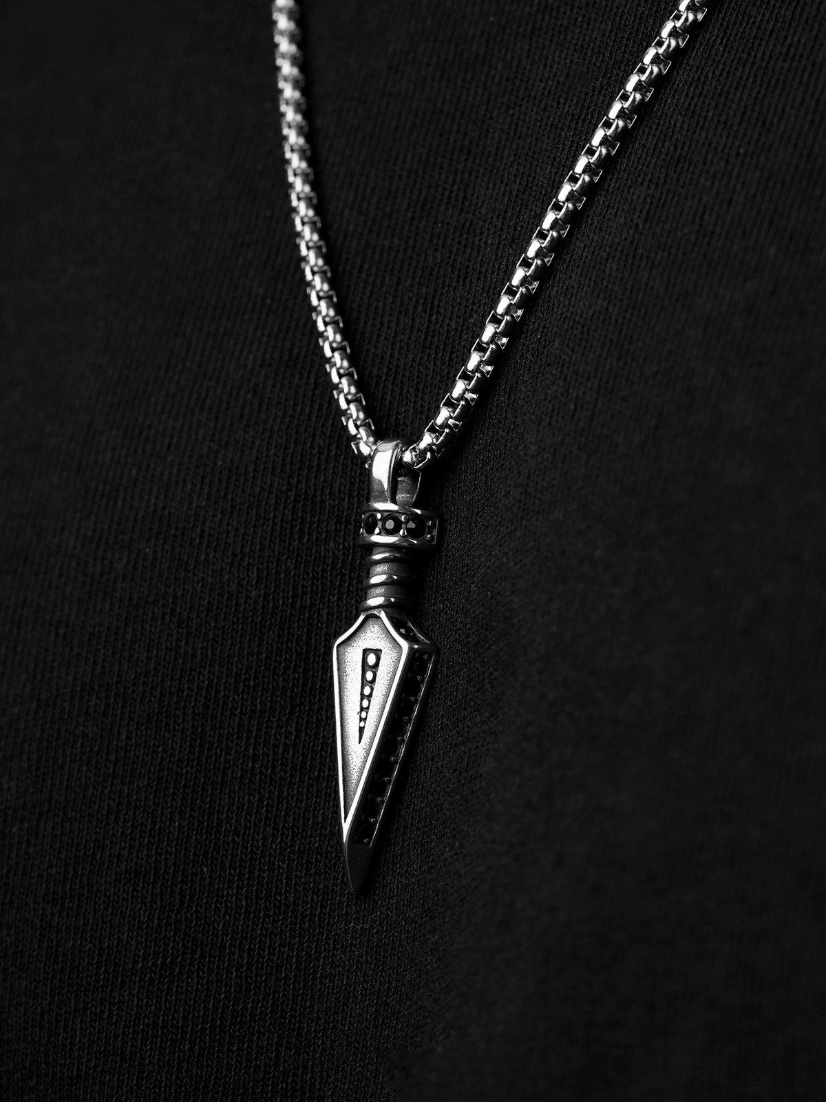 Drayven Dagger Silver Men's Chain Pendant
