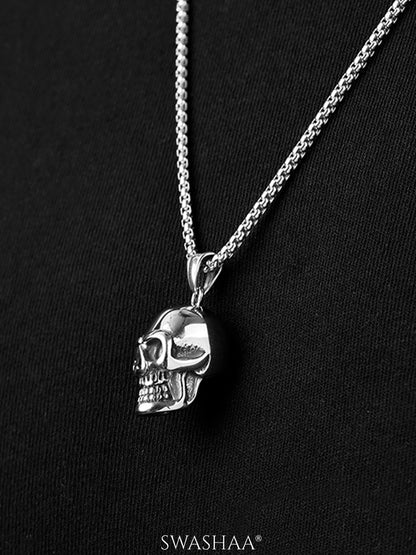 Draz Hollow Skull Silver Men's Chain Pendant