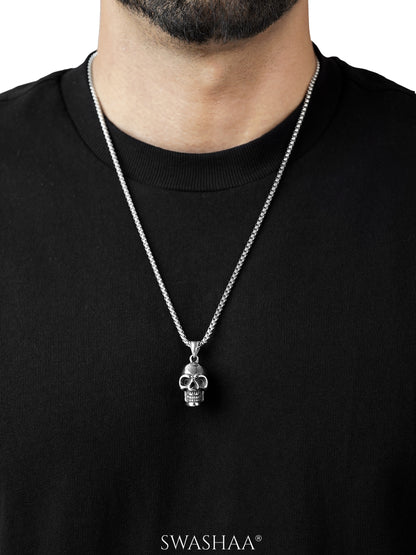 Draz Hollow Skull Silver Men's Chain Pendant