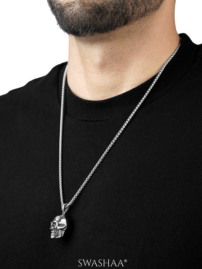 Draz Hollow Skull Silver Men's Chain Pendant