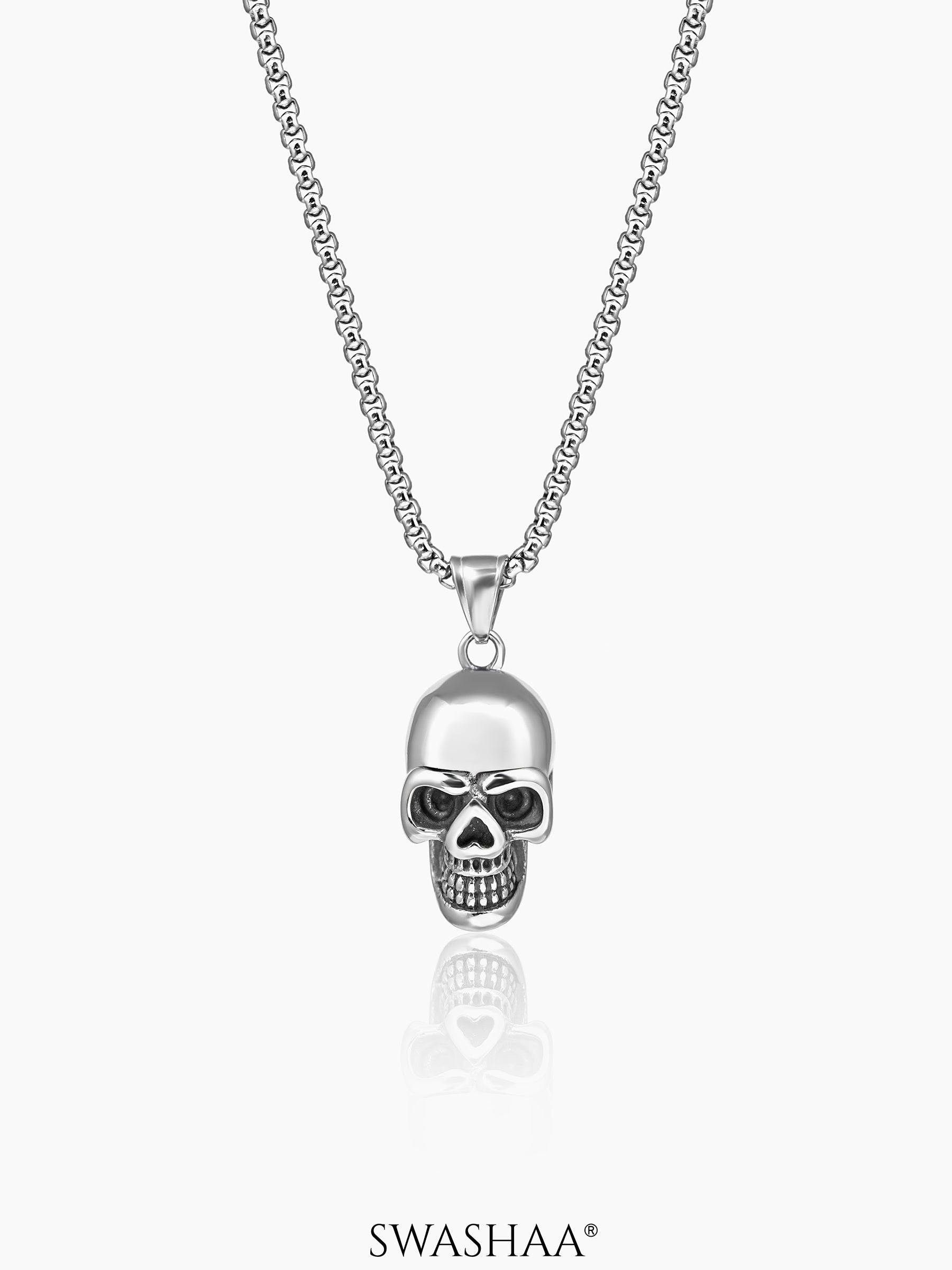 Draz Hollow Skull Silver Men's Chain Pendant