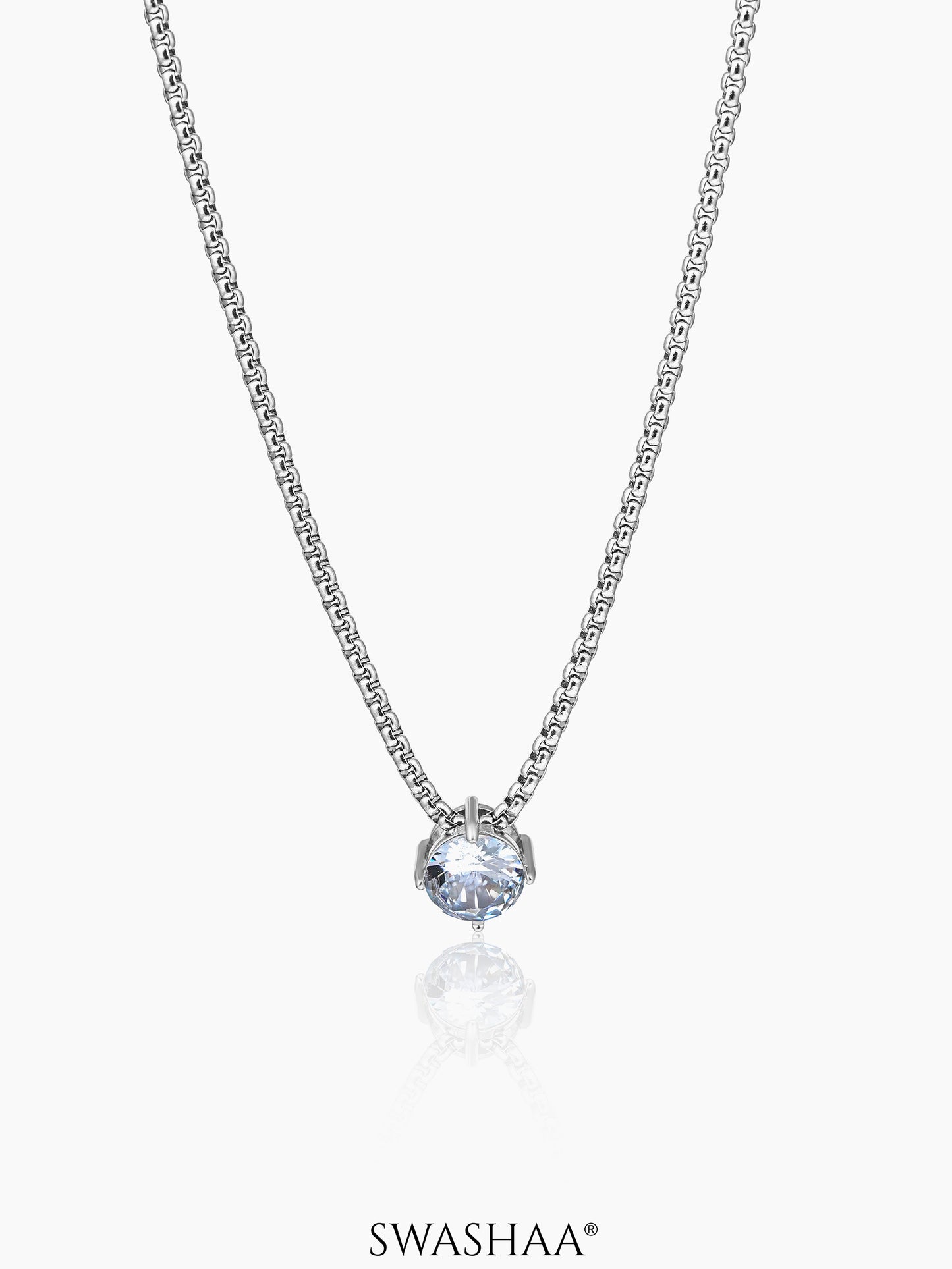 Drevan Diamond Solitaire Silver Men's Chain Pendant