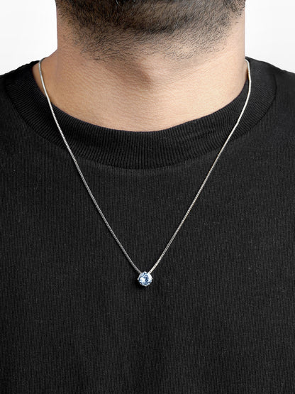 Drevan Diamond Solitaire Silver Men's Chain Pendant