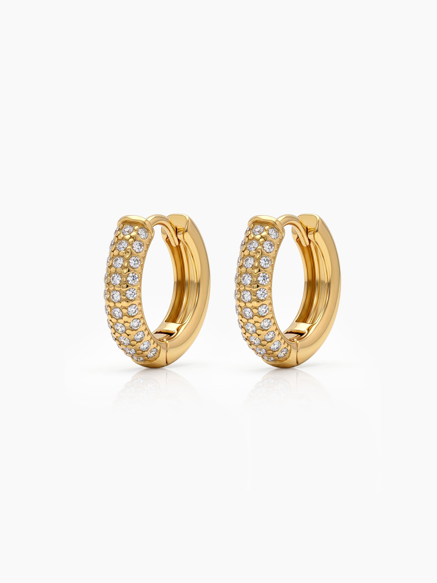 Drevik Diamond Halo 18K Gold Plated Women's Hoop Earrings