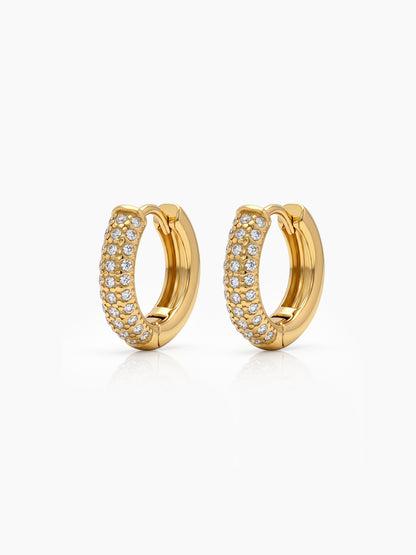 Drevik Diamond Halo 18K Gold Plated Women's Hoop Earrings