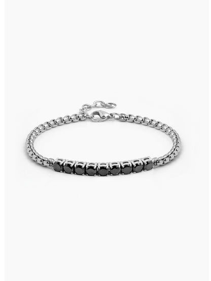 Drexon Black Diamond Silver Men's Loose Chain Bracelet