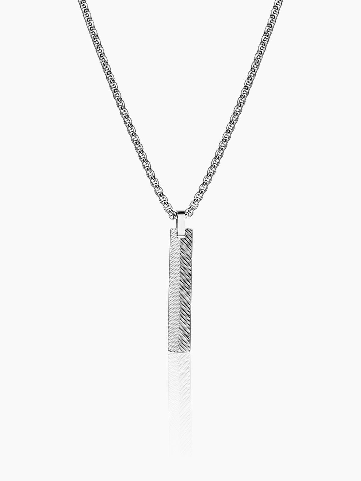 Drift Textured Bar Silver Men's Chain Pendant