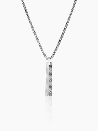 Drift Textured Bar Silver Men's Chain Pendant