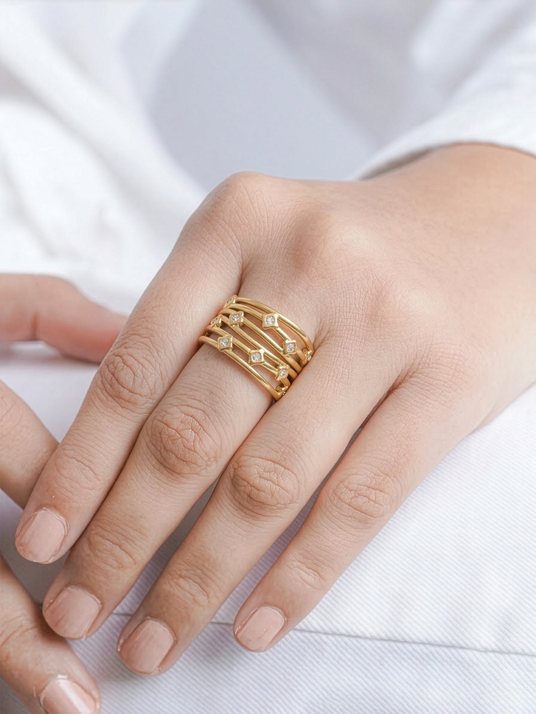 Drusilla Diamond 18K Gold Plated Women's Ring