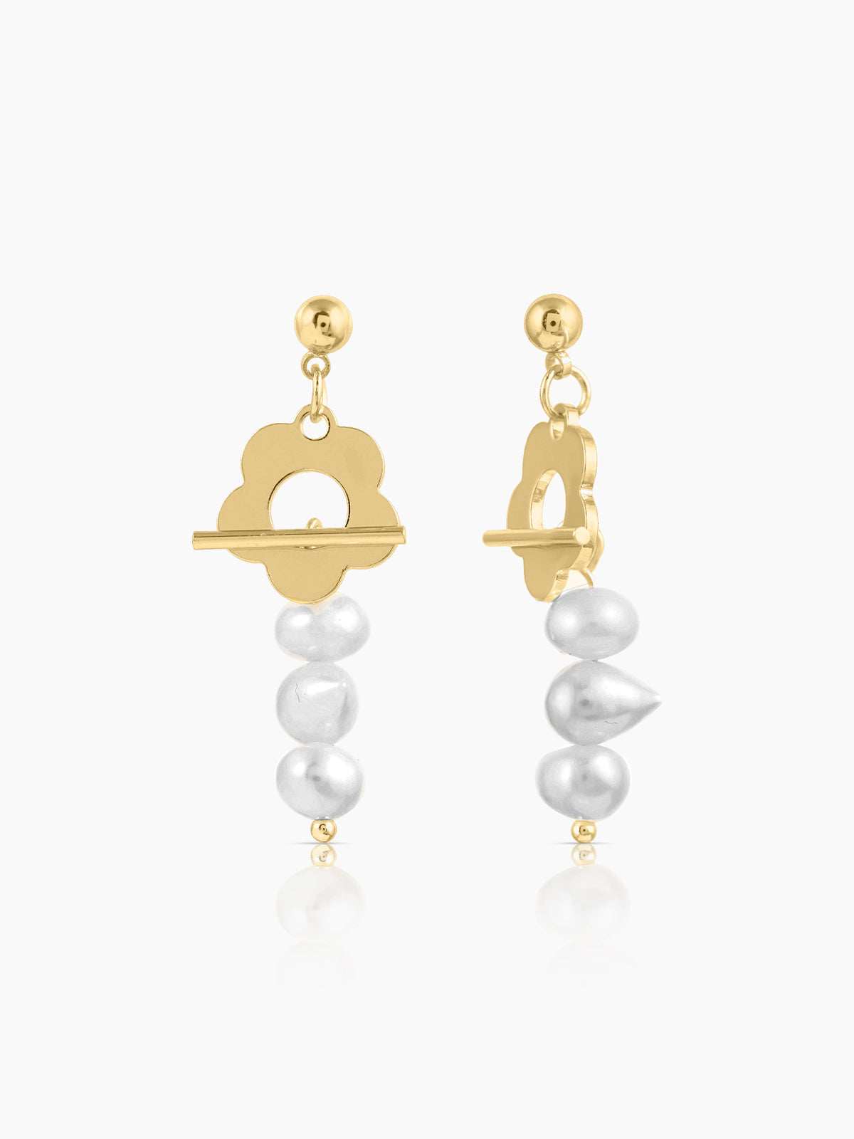 Dunsmuir Flower TopsPearl 18K Gold Plated Dangling Earrings