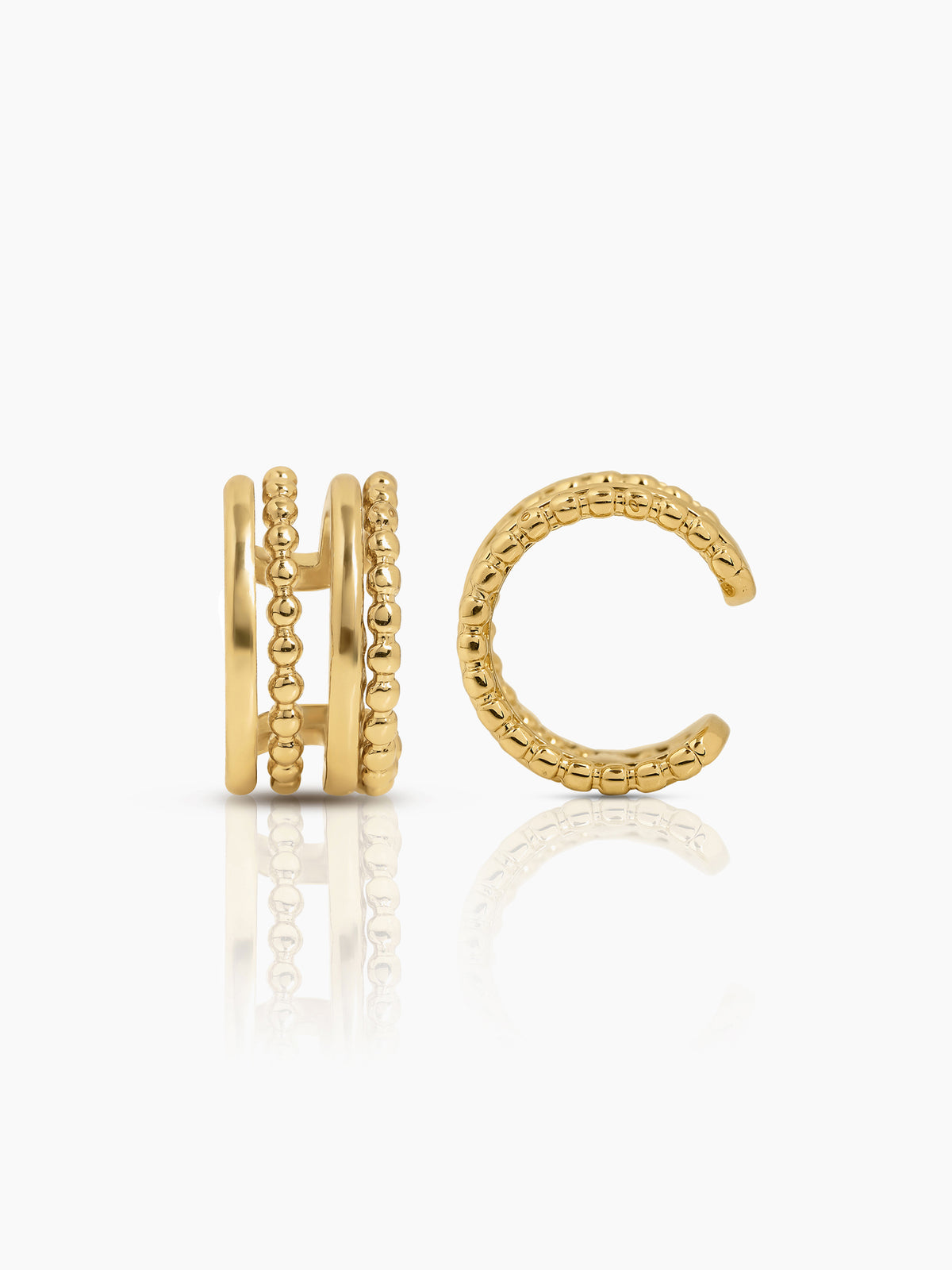 Eiran Multilayered Crafted Bands 18K Gold Plated Ear Cuffs