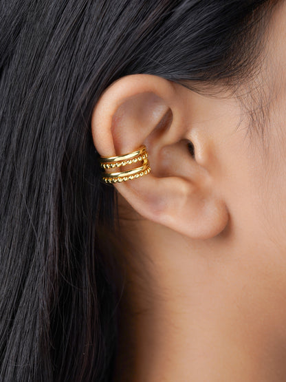 Eiran Multilayered Crafted Bands 18K Gold Plated Ear Cuffs