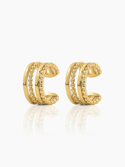 Eiran Multilayered Crafted Bands 18K Gold Plated Ear Cuffs