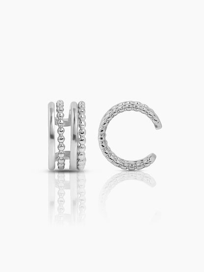 Elion Sleek Double Band Silver Ear Cuffs